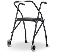 Personas Mayores con Asiento Negro Ayuda de Movilidad Progresiva Plegable de Altura Ajustable con 2 Ruedas Soporte para la Espalda El Doble de Comodidad