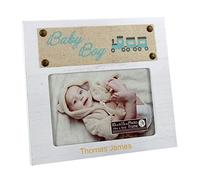 personnalisé New View bébé garçon Cadre photo de 10,2 x 15,2 cm avec cadre blanc, Accent en toile de jute avec train