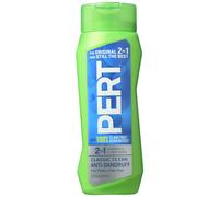 Pert Classic Clean Champ y acondicionador anticaspa 2 en 1 para cabello sin escamas, 13.5 fl oz