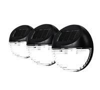 Perth - Blanco - LED - Lámparas Solares Iluminacion Exterior - Negro Valla luces - Batería recargable incluida - IP44-3 Pack brillante caja