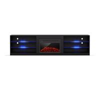 Blumfeldt Tablero TV 160 cm Con Chimenea Eléctrica, Mueble de Salón Grande Con LED de Colores, Moderno, Negro