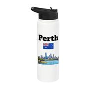 Perth souvenir Western Australia viaje bandera australiana Stainless Steel Insulated Water Bottle