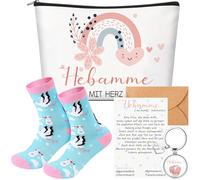 Perthlin Set de Regalo para Matronas Incluye 1 Neceser 1 Llavero con Grabado 1 par de Calcetines 1 Tarjeta de Agradecimiento con sobre Regalo para Matronas como Agradecimiento