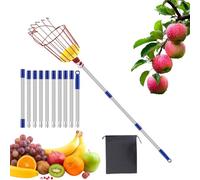 Pértiga Recolectora De Mangos Con Cesta - Herramienta Portátil De Recolección - Recolector Naranjas Mango Retráctil 3,96M,Para Jardín Granja Aguacate Limón Pera Naranja