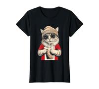 Perú Bandera Gato Peruanos Camiseta gráfica económica, Mujer, Negro, S