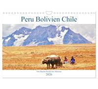 Peru Bolivien Chile (Wandkalender 2026 DIN A4 quer), CALVENDO Monatskalender: Beeindruckende Bauwerke der Inkazeit in Peru, atemberaubende Landschaften in Bolivien und Chile