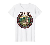 Perú Explore The Andes Travel Llama Camiseta gráfica económica, Mujer, Blanco, S
