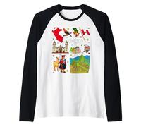 Perú, Mapa, y, Cultura, Iconos, Colorido, Viaje, ilustración Camiseta Manga Raglan