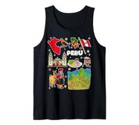 Perú, Mapa, y, Cultura, Iconos, Colorido, Viaje, ilustración Camiseta sin Mangas