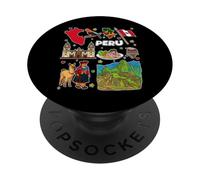 Perú, Mapa, y, Cultura, Iconos, Colorido, Viaje, ilustración PopSockets PopGrip Adhesivo