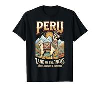 Perú Tierra de los Andes Incas Cultura & Patrimonio Llama Camiseta gráfica económica, Hombre, Negro, XL
