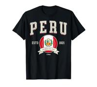 Perú Vintage Collegiate Logo Bandera Nacional Lima Camiseta