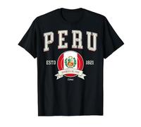 Perú Vintage Collegiate Logo Bandera Nacional Lima Camiseta gráfica económica, Hombre, Negro, XL