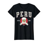 Perú Vintage Collegiate Logo Bandera Nacional Lima Camiseta gráfica económica, Mujer, Negro, XL