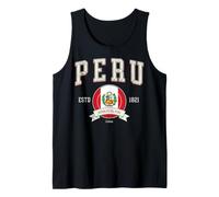 Perú Vintage Collegiate Logo Bandera Nacional Lima Camiseta sin Mangas