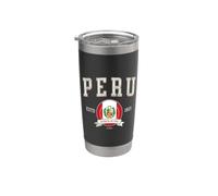 Perú Vintage Collegiate Logo Bandera Nacional Lima Vaso térmico de acero inoxidable de doble pared