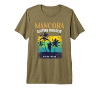 Peruano Mancora Surfing Paradise Piura Perú Puesta del Sol Olas Camiseta Premium