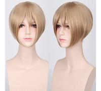 Perücke für Cosplay Perücke Multicolor Universal Gesicht Kurzhaar MSN Schwarz-Weiß Kurzhaar Bobo Kopfbedeckung Perücke Farbe: K047-19 Helles Leinen