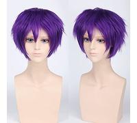 Perücke für Halloween, Mode, Weihnachtsfeier, Verkleidung, Perücke, Cos-Perücke, Jugendlich, Anti-gelockt, kurze Haare, Farbe, Universal-Herrenperücke, Cosplay, Anime-Perücke, Farbe: Pl-002-12 # Lila