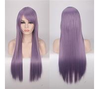 Perücke für Perfekt für alltägliche Partys Cosplay Perücke Farbe Anime Perücke Langhaar Stil Kapuze 80 cm Glattes Haar Farbe: 80 cm Rauchlila K026-17
