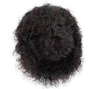 Perücke Herren Afro Curly Toupee Male Human Hair System Units Fine Mono y NPU Thin Skin Men Toupee Indian Remy Hair 15.2 cm Water Curly Men Hairpiece Herren Perücken (7 x 9 pulgadas)