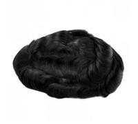 Perücke Herren - Sistema de reemplazo de cabello humano para hombre, parte superior fina mono y tubo perimetral de poliuretano para hombre, densidad media, 15,24 cm, prótesis de cabello masculino
