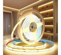 PERVADEO Tira LED COB 12V Autoadhesivo, 10M LED Tira luz LED Blanco Caldo 3000K Cortable Flexible Tira Luces 320LED/M para Decoración Hogar, Cocina, Espejo (Sin Fuente de Alimentación)
