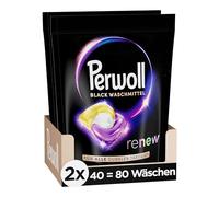 Perwoll Renew Caps Black Detergente 80 (2 x 40 lavados), todo en 1 Detergente Caps limpia suavemente y renueva colores y fibras, para todos los tejidos oscuros, con tecnología Triple Renov
