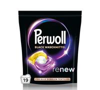 Perwoll Renew Caps - Detergente negro (19 lavados), tapas de detergente todo en 1, limpian y renuevan suavemente colores y fibras, para todos los textiles oscuros, con tecnología Triple Renew