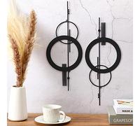Peryiter 2 piezas de arte abstracto de metal pequeño de 15.7 pulgadas, geometría de metal, decoración de pared minimalista, arte de una sola línea, esculturas verticales negras, geométricas, modernas