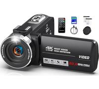 Peryoua Videocámara 4K HD 80MP Vlogging Cámara para YouTube IR Cámara de visión nocturna 18X Zoom Digital 3.0 IPS Grabadora de video con tarjeta SD de 32 GB, 2 baterías, control remoto