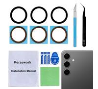 Perzework 2 juegos de lentes de cámara trasera de repuesto para Samsung Galaxy S24 FE de 6.7 pulgadas con adhesivo preinstalado y kit de herramientas de reparación