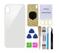 Perzework Repuesto de cristal trasero OEM para iPhone Xs Max de 6.5 pulgadas con kit de herramientas de reparación y adhesivo preinstalado (plateado)