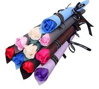 PERZOE Piezas de jabón, Ramo de Flores de Rosas, jabón de baño perfumado, pétalos de Flores de Rosas, Flores de jabón de Rosas Artificiales con Tallo Largo para cumpleaños, día de San Valentí