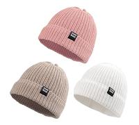 Pesaat Chpeau - Gorro cálido para niño o niña, Blanco, Rosa y Beige, 0-6 Meses