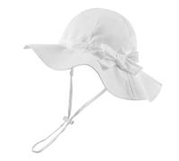 Pesaat Gorro de sol para bebés, sombrero de verano para niñas, protección UV, con lazo, Blanco, 4-8 años