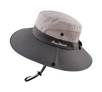 Pesaat Mamá Bebé Sombrero de Verano Niño Niña Sun Hat Wide Borde Niño Adulto Gorro con cordón (Gris Claro-Gris, Adulto)