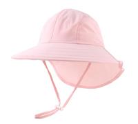 Pesaat Sombrero para el Sol para bebé niña con protección UV con protección para la Nuca Gorro de Verano para niños Paraíso de Playa Large (Rose, 3 à 12 Mois(44-48cm))