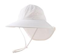 Pesaat Sombrero para el Sol para bebé niña con protección UV con protección para la Nuca Gorro de Verano para niños Paraíso de Playa Large (Blanc, 3 à 12 Mois(44-48cm))