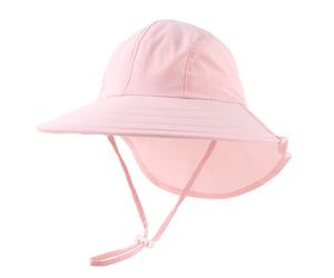 Pesaat Sombrero para el Sol para bebé niña con protección UV con protección para la Nuca Gorro de Verano para niños Paraíso de Playa Large (Rose, 1 à 4 ANS(48-52cm))