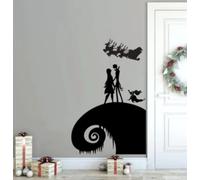 Pesadilla antes de Navidad Calcomanía de vinilo para pared Jack Kellington Sally Dog Zero Santa Reindeer Party Halloween Window Door Decoration42x64cm