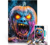 Pesadilla de neón de Halloween Rompecabezas para Adolescentes 1000 Piezas Actividad Familiar con Piezas de Formas aleatorias Que se entrelazan Completamente 38x26cm