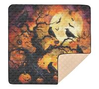 Pesadilla Halloween árbol cuervos calabazas fantasmas suave y gruesa alfombra de juego para bebé para piso, ligero bebé patada patada gatear alfombra para bebés niños pequeños, 50 x 50 pulgadas