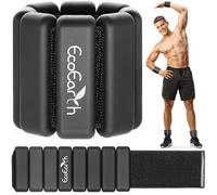 Pesas De Tobillo Y Muñeca - Juego De 2, 450 g Cada Una, Negro - Bandas De Entrenamiento Ajustables - Pulseras De Peso De Silicona Para Fitness, Entrenamiento De Fuerza, Correr, Yoga - De EcoEarth