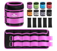 Pesas Tobillos Ajustables 1-10 kg Par con Pesas Extraíbles Para Footing, Gimnasia, Aerobic, Fisioterapia| Cada uno 1-5 kg, Total 10kg, Morado - hebilla doble