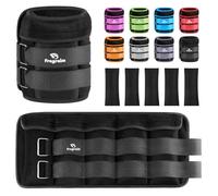 Pesas Tobillos Ajustables 1-10 kg Par con Pesas Extraíbles Para Footing, Gimnasia, Aerobic, Fisioterapia| Cada uno 1-5 kg, Total 10kg, Negro - hebilla doble