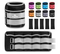 Pesas Tobillos Ajustables 1-10 kg Par con Pesas Extraíbles Para Footing, Gimnasia, Aerobic, Fisioterapia| Cada uno 1-5 kg, Total 10kg, Gris - hebilla doble