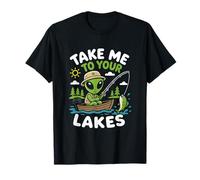 Pesca Alien Lago Vida Pescador OVNI Secuestro Nave Espacial Camiseta