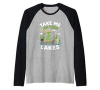 Pesca Alien Lago Vida Pescador OVNI Secuestro Nave Espacial Camiseta Manga Raglan