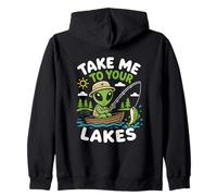 Pesca Alien Lago Vida Pescador OVNI Secuestro Nave Espacial Sudadera con Capucha